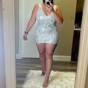 Sequins animal print mini dress